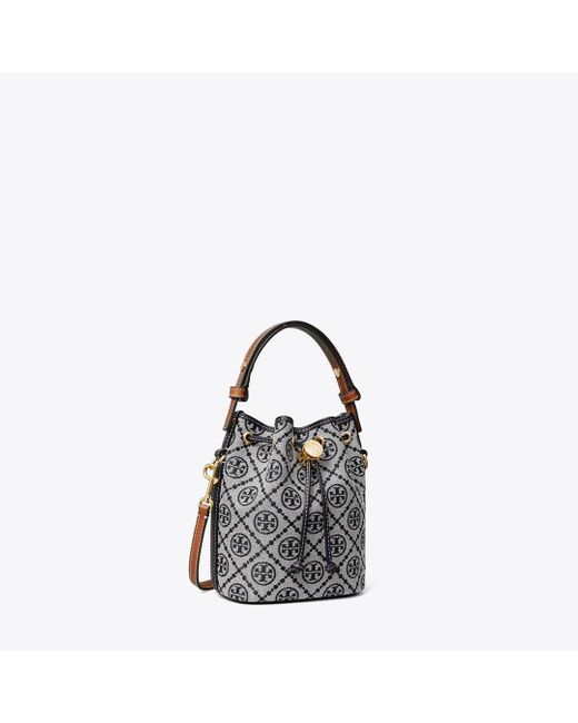 Tory Burch Black T Monogram Mini Bucket Bag