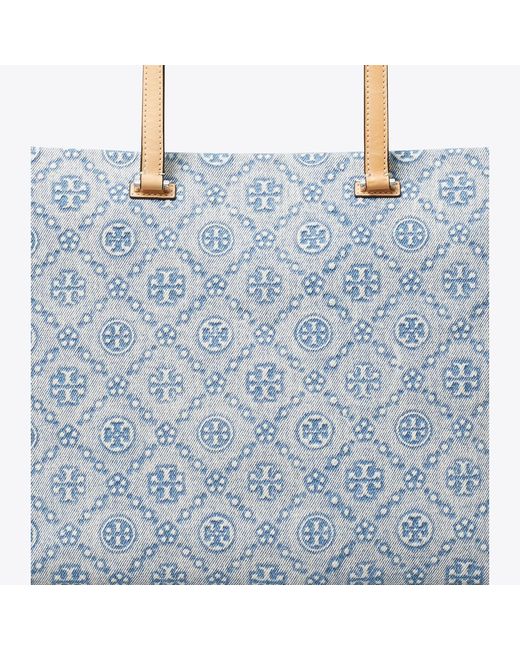 Tory Burch Blue T Monogram Denim Tote, One Size