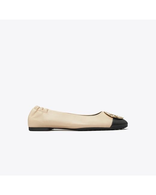 Tory Burch Natural Black And New Cream Claire Pointed Ballerina