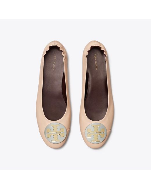Tory Burch Natural Claire Cap-Toe Ballet