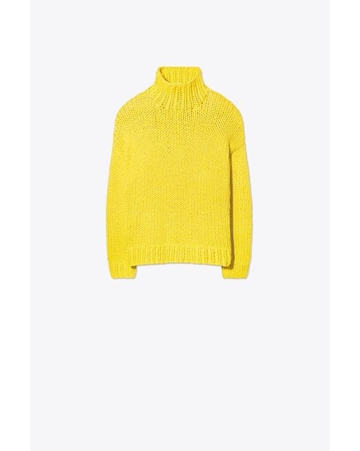 Tory Sport Yellow Hand-knit Sweater