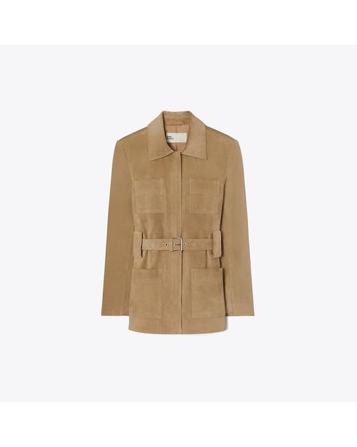 Tory Burch Natural Belted Suede Jacket