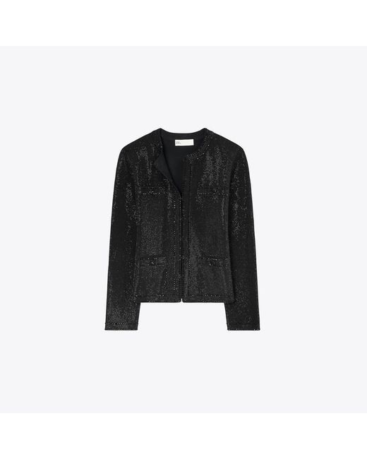 Tory Burch Black Kendra Embellished Cardigan