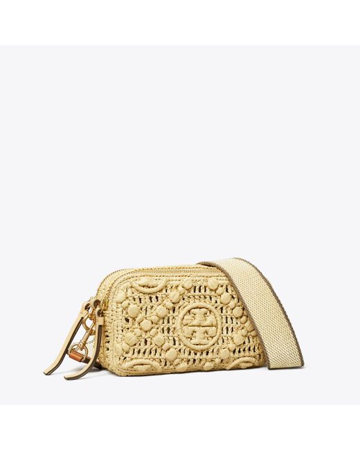 Tory Burch Metallic Mini Miller Raffia Crossbody Bag