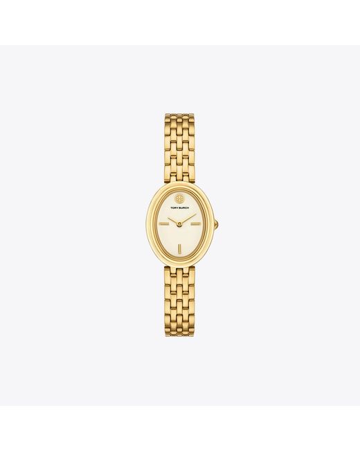 Tory Burch Metallic Oval Watch, One Size