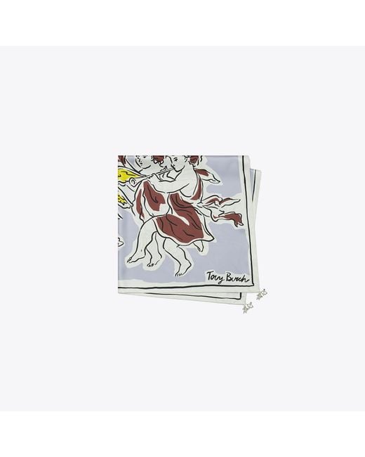Tory Burch Metallic Cherubs Silk Square Scarf