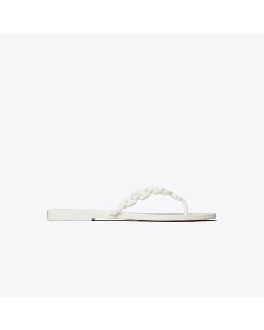Tory Burch White Gemini Link Jelly Flip-Flop