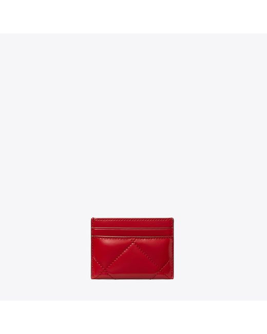 Tory Burch Red Kira Diamond Quilt Card Case