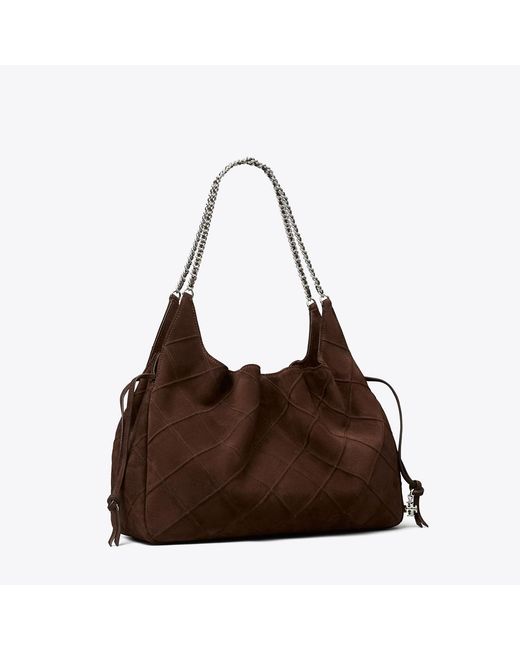 Tory Burch Brown Large Fleming Suede Tote