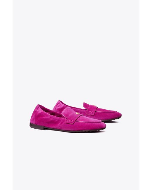 Tory Burch Suede Ballet Loafer in Fuchsia (Pink) | Lyst