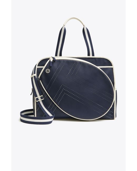 Tory Sport Blue Convertible Perforated-t Tennis Tote