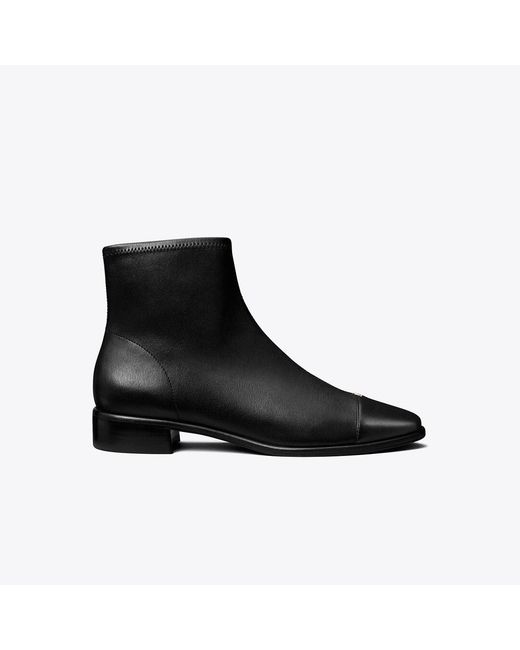 Tory Burch Black Cap-Toe Ankle Boot