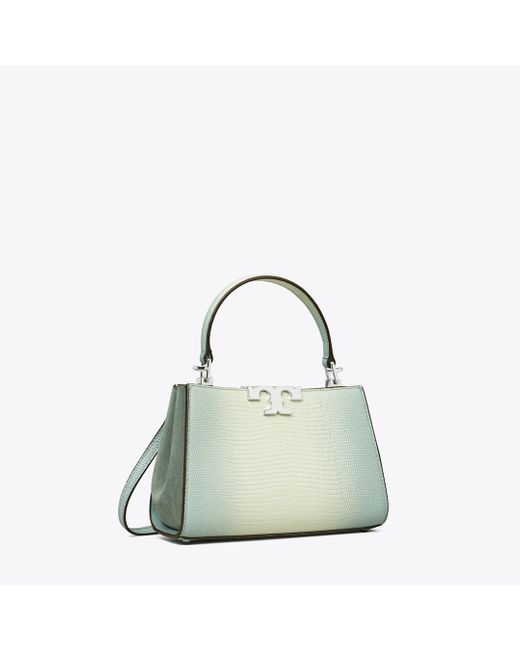 Tory Burch Green Mini Eleanor Snake-Embossed Satchel