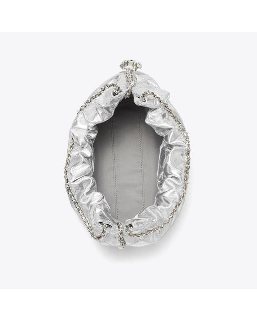 Tory Burch Gray Mini Fleming Metallic Hobo Bag, One Size