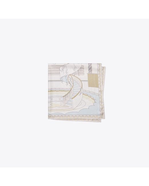 Tory Burch White The Pool Silk Square Scarf