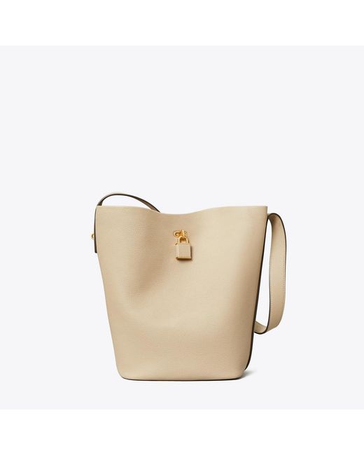 Tory Burch Natural Lock Slim Bucket Bag