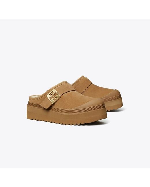 Tory Burch Brown Mellow Shearling Platform Mule