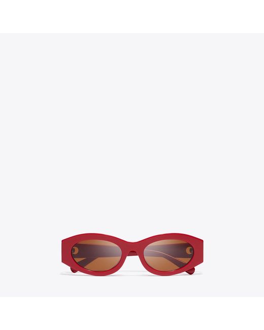 Tory Burch Pink Pierced Oval Sunglasses, One Size