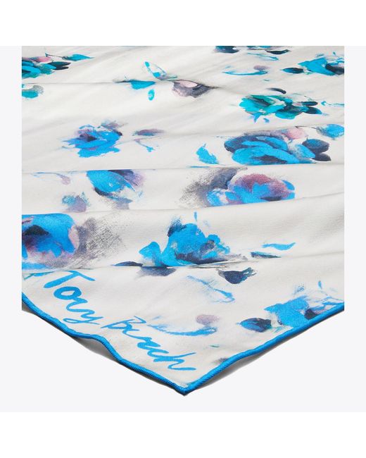 Tory Burch Blue Roses Neckerchief, One Size