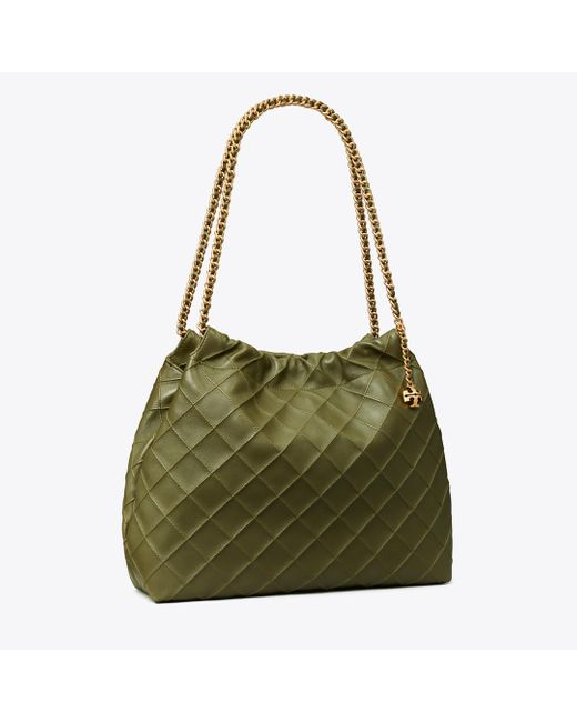 Tory Burch Green Fleming Soft Hobo Bag, One Size