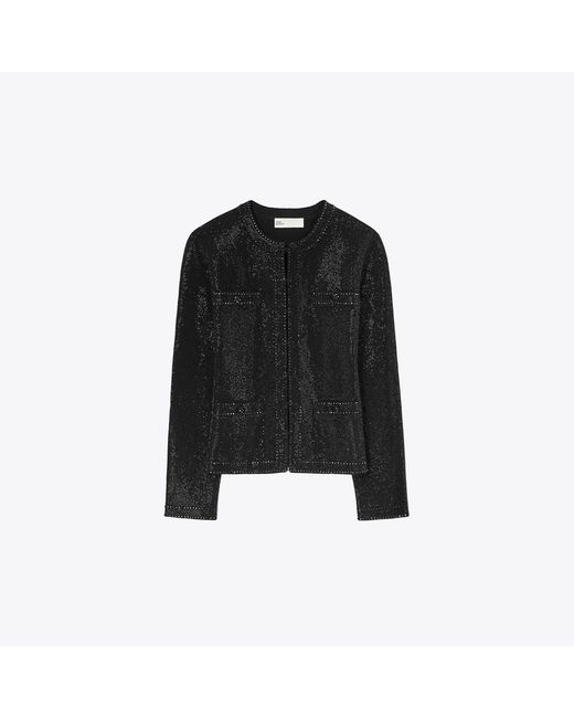 Tory Burch Black Kendra Embellished Cardigan