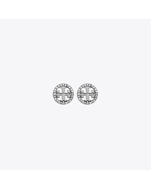 Tory Burch White Icon Pavé Necklace And Earring Set, One Size