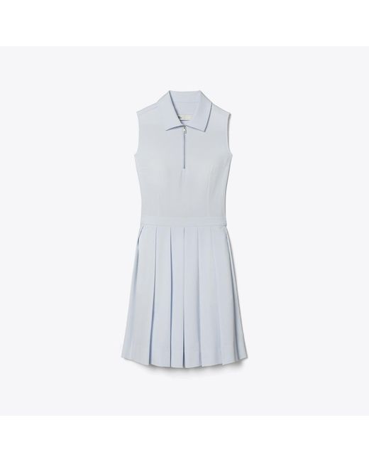 Tory Sport Blue Tory Burch T Monogram Jacquard Pleated Golf Dress