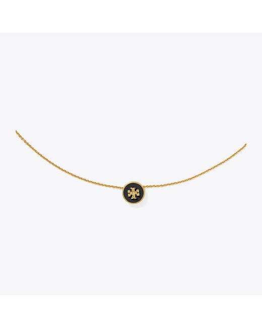 Tory Burch Blue Icon Enamel Pendant Necklace