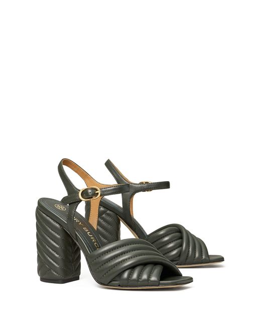 Tory Burch Kira Quilted High-heel Sandal in Green | Lyst Canada