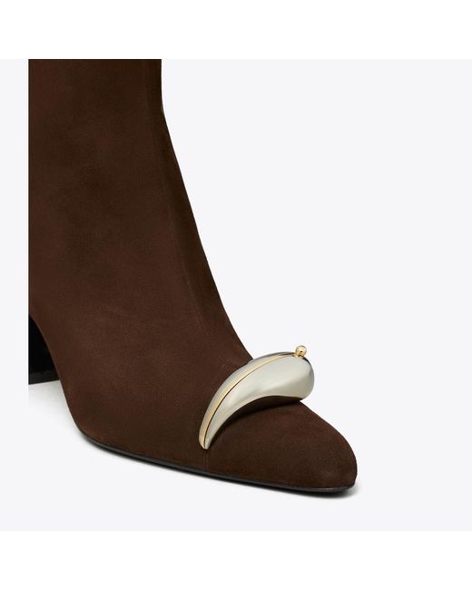 Tory Burch Brown Pierced Heeled Ankle Boot