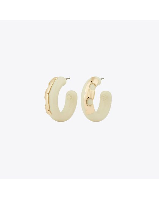 Tory Burch Metallic Resin Hoop Earrings