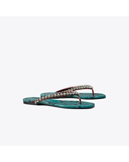 Tory Burch Blue Crystal Flip-Flop