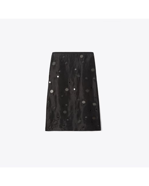 Tory Burch Black Embellished Mirror Skirt