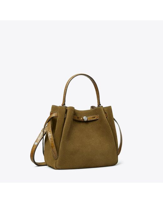 Tory Burch Green Romy Suede Bucket Bag