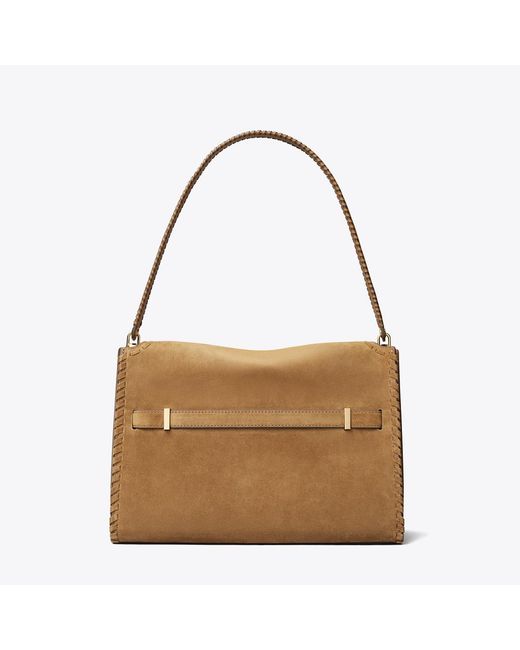 Tory Burch Metallic Large Lee Radziwill Suede Shoulder Bag, One Size