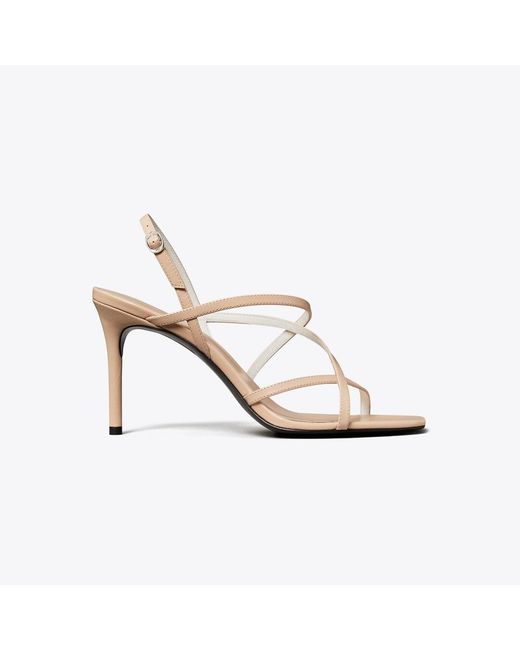 Tory Burch White Multi-Strap Heeled Sandal
