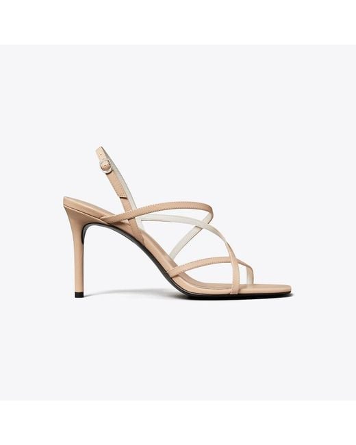Tory Burch White Multi-Strap Heeled Sandal