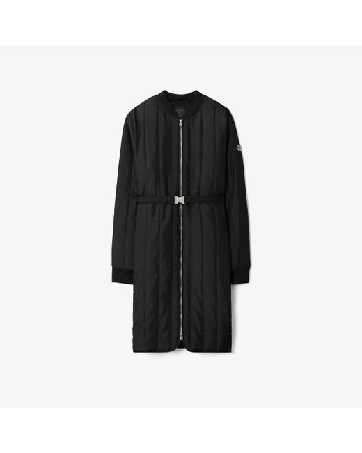 Tory Burch Black Nylon Padded Quilted Coat