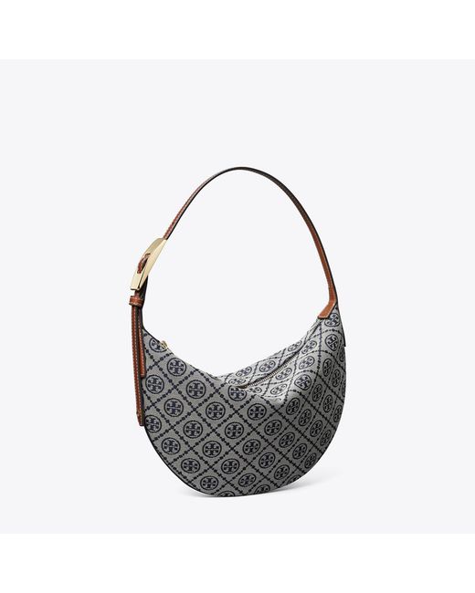 Tory Burch Gray T Monogram Small Balloon Bag, One Size