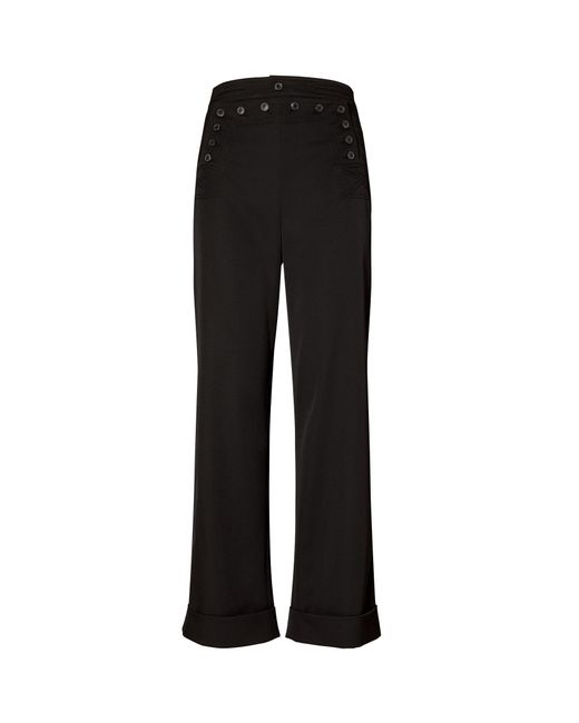 Tory Burch Wool Twill Sailor Pant in Black - Lyst