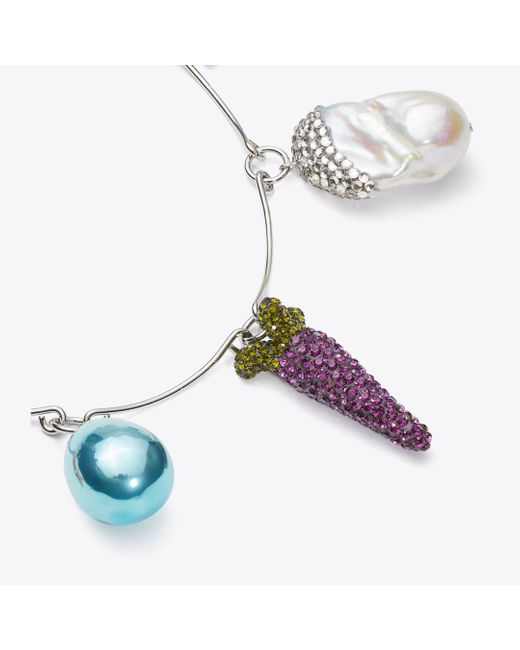 Tory Burch White Curiosity Vegetable Necklace, One Size