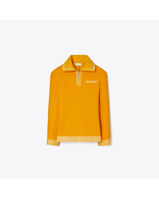 Tory Burch Yellow Half-Zip Wool Sweatshirt