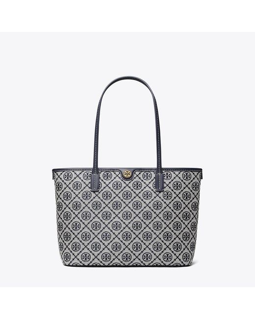 Tory Burch Gray Small T Monogram Zip Tote