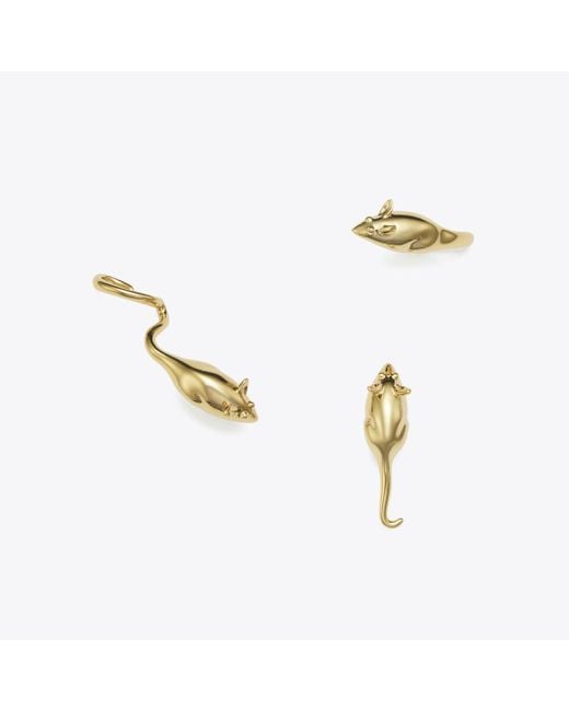 Tory Burch Metallic Runway Mice Earring Set, One Size