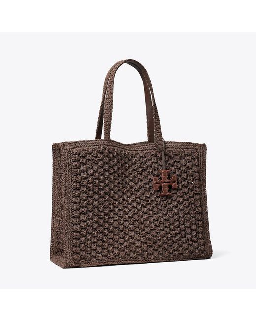 Tory Burch Brown Large Ella Hand-Crocheted Popcorn Tote