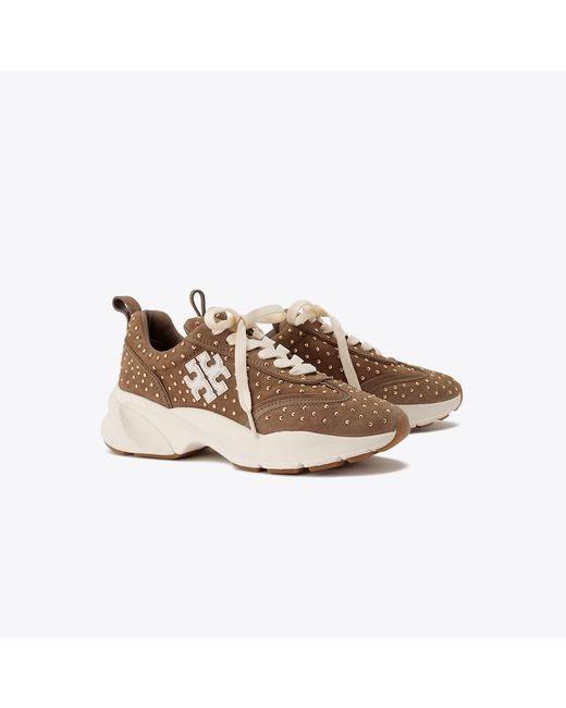 Tory Burch Brown Good Luck Studded Trainer