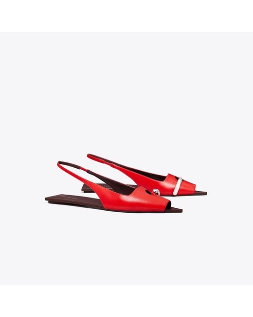 Tory Burch Red Pierced Slingback