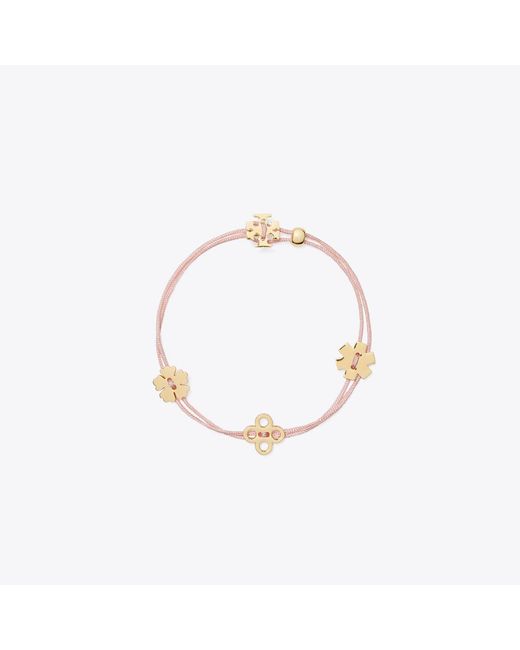 Tory Burch White Forget Me Not Cord Bracelet