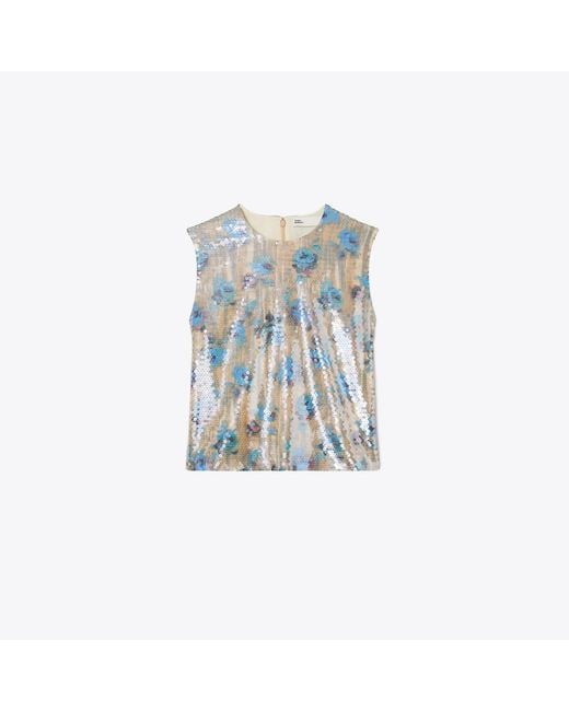 Tory Burch Blue Sequin Shell Top