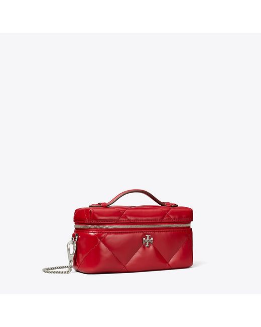 Tory Burch Red Kira Diamond Quilt East-West Vanity Case, One Size